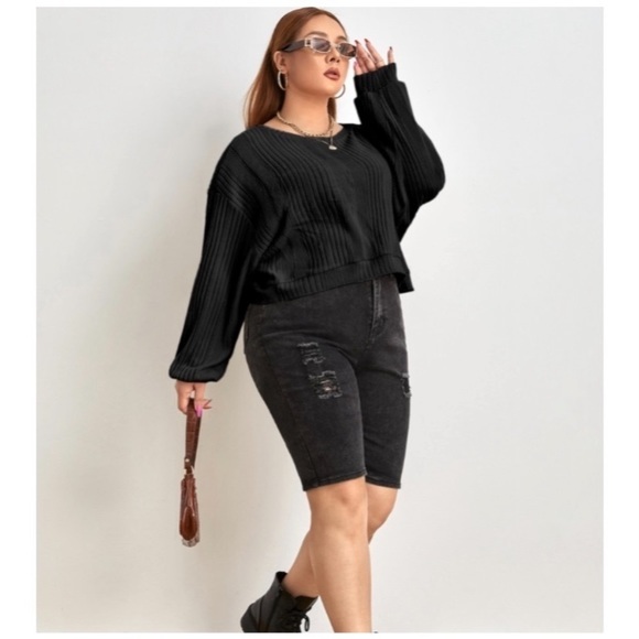 RIBBED LONG SLEEVE OVERSIZED PULLOVER - Picture 3 of 7